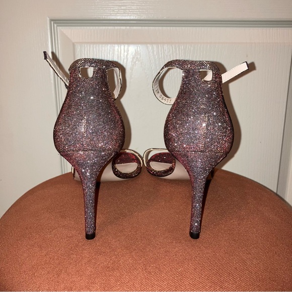 STUART WEITZMAN Heels SANDALS Glitter CRYSTAL Wine NUDIST - Sz 10 M Spain NEW! - Picture 9 of 16